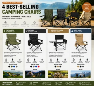 PREMIUM FOLDING CAMPING CHAIRS  Wholesale Outdoor Seating Collection