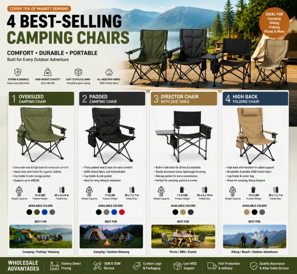 PREMIUM FOLDING CAMPING CHAIRS  Wholesale Outdoor Seating Collection