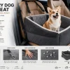 Luxury Dog Car Seat for Small & Medium Dogs, Waterproof Pet Booster Seat with Safety Leash, Memory Foam Travel Bed for Cars, SUVs & Trucks
