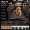 Dog Car Seat Cover for Back Seat, 52"x65" Waterproof Hard-Bottom Hammock with Side Flaps, Heavy-Duty 450lbs, Non-Slip & Scratch-Proof PU Leather Protector for SUV, Truck & Sedan Blue