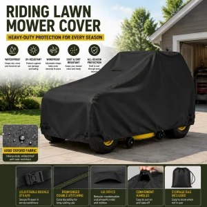 Riding Lawn Mower Cover Waterproof, Heavy Duty 600D Oxford Tractor Cover with Windproof Buckles & UV Protection for Outdoor Storage