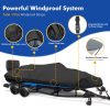 1200D Waterproof Boat Cover - Fits Bass, V-Hull, Tri-Hull, Fish & Ski, Runabout Bowrider Boats - Heavy Duty Canvas Black