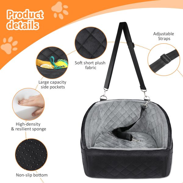 Luxury Dog Car Seat for Small & Medium Dogs, Waterproof Pet Booster Seat with Safety Leash, Memory Foam Travel Bed for Cars, SUVs & Trucks