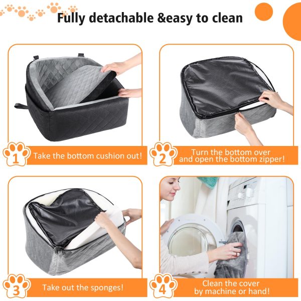 Luxury Dog Car Seat for Small & Medium Dogs, Waterproof Pet Booster Seat with Safety Leash, Memory Foam Travel Bed for Cars, SUVs & Trucks